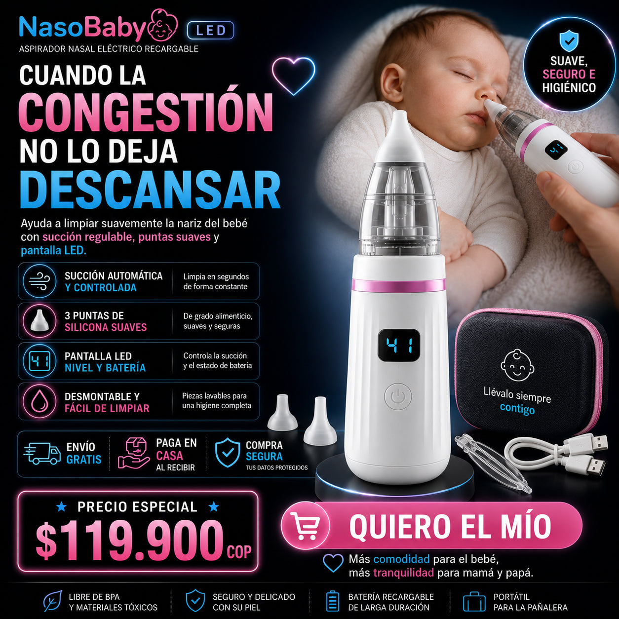 NasoBaby LED - Limpieza nasal suave y práctica.