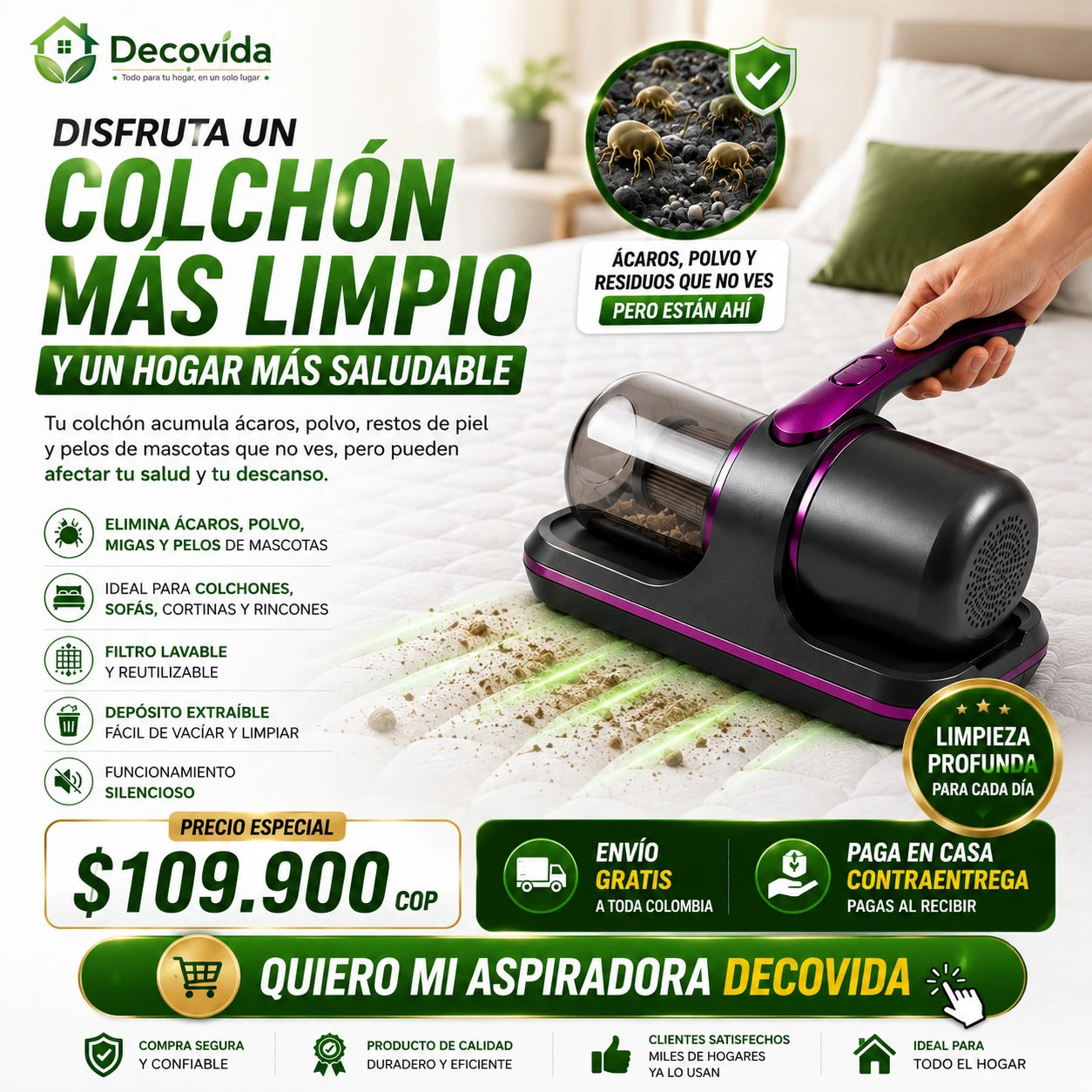 ÁCARO VAC Aspiradora de colchón y muebles