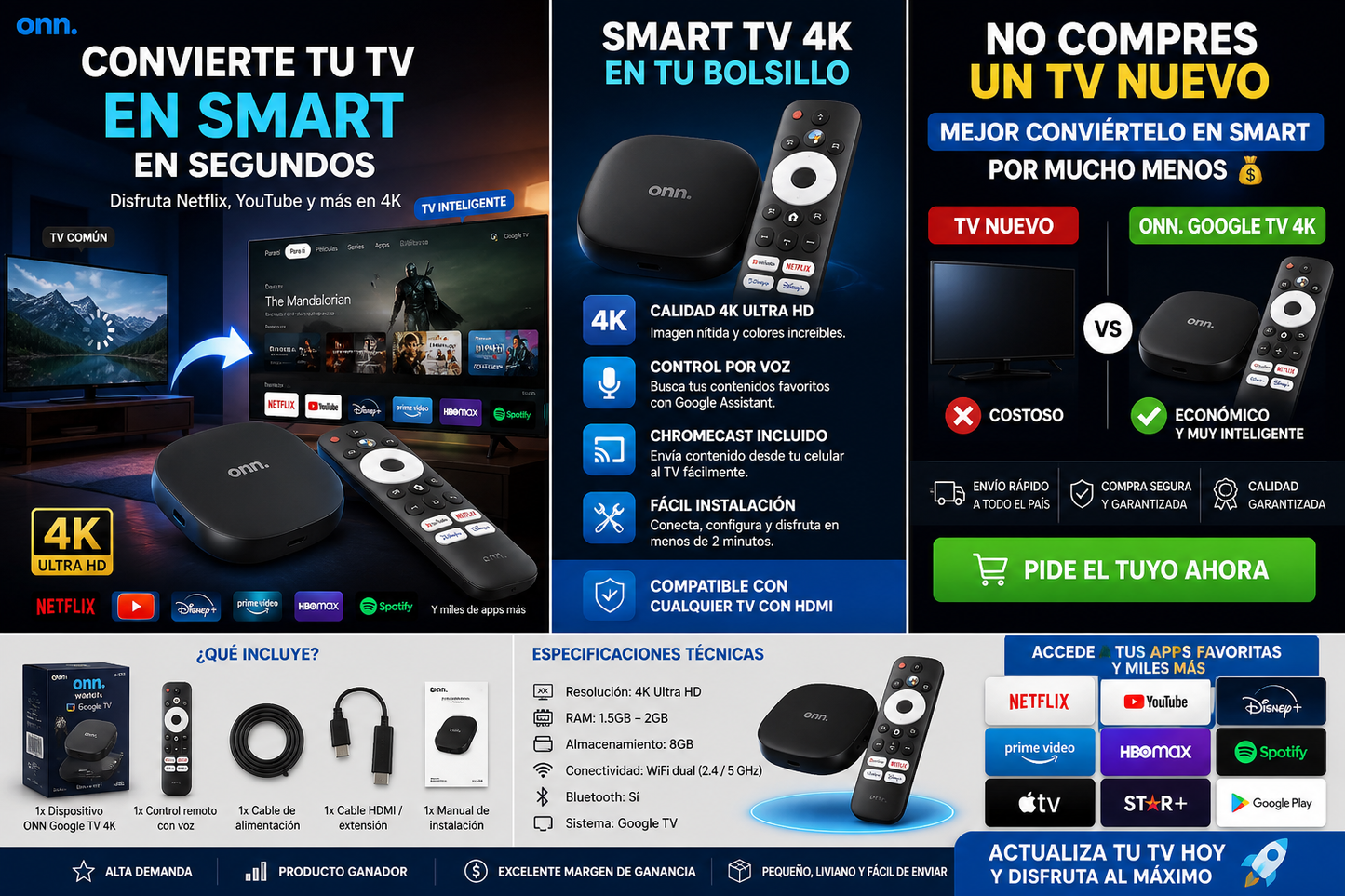 SmartTV Pro 4K Stick ONN