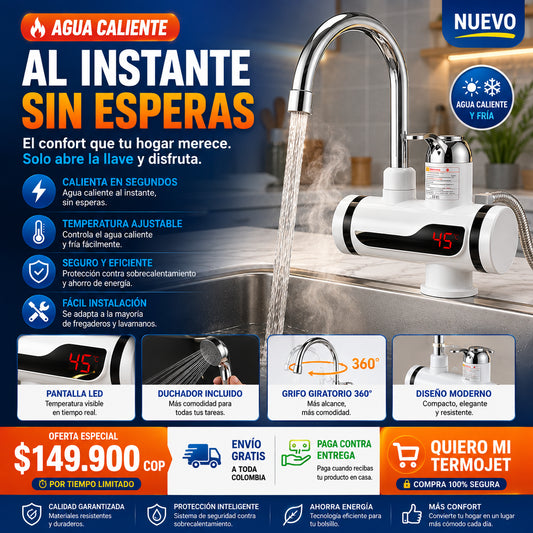 TermoJet™ Grifo calentador instantáneo 3 en 1