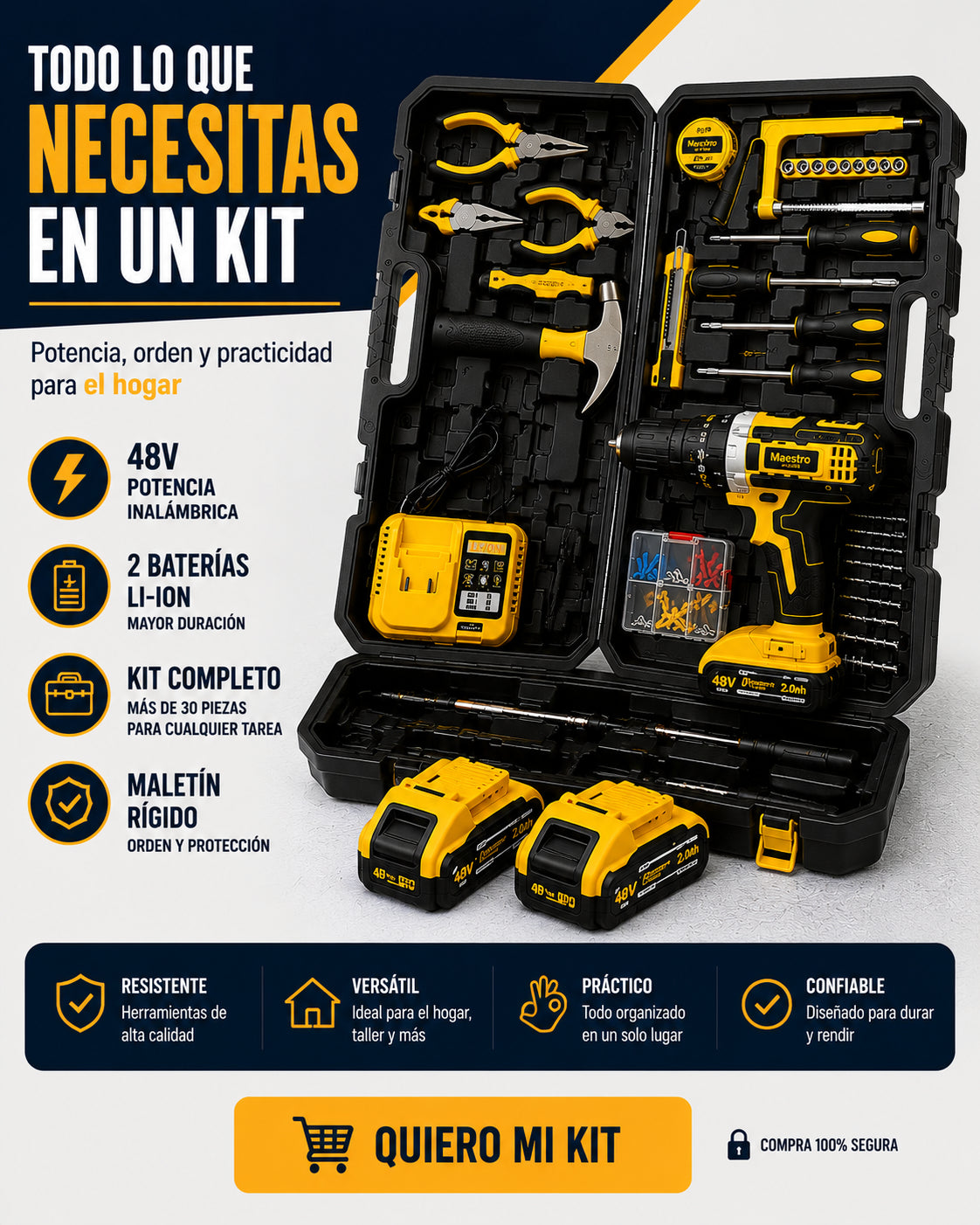 Maestro en Casa Taladro 48V Kit de Herramientas