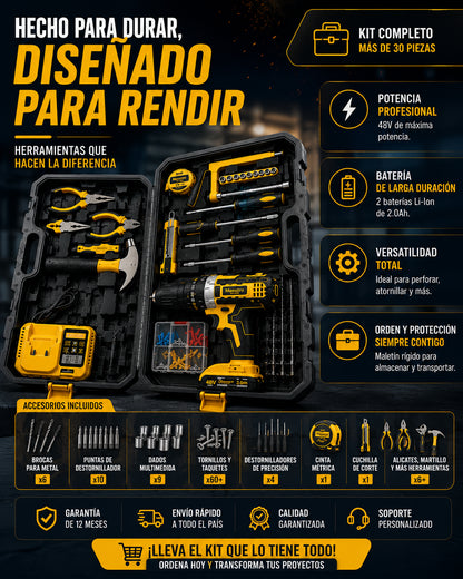 Maestro en Casa Taladro 48V Kit de Herramientas