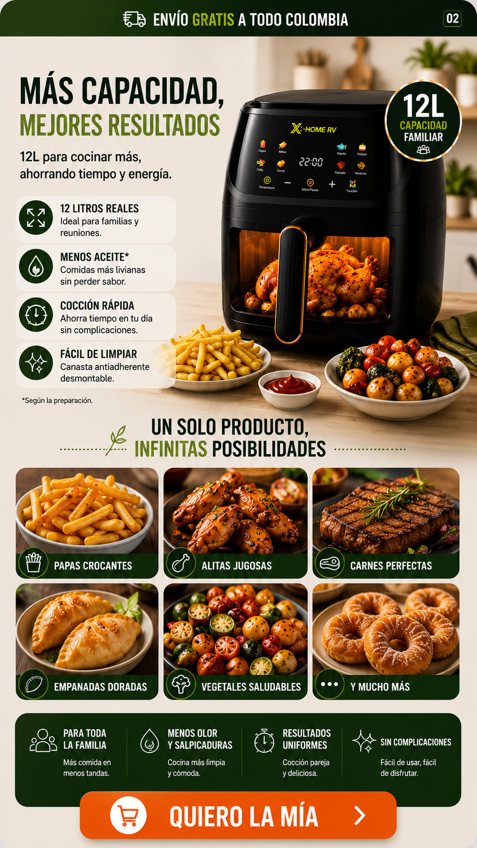 Air Fryer X-HOM 12 Litros