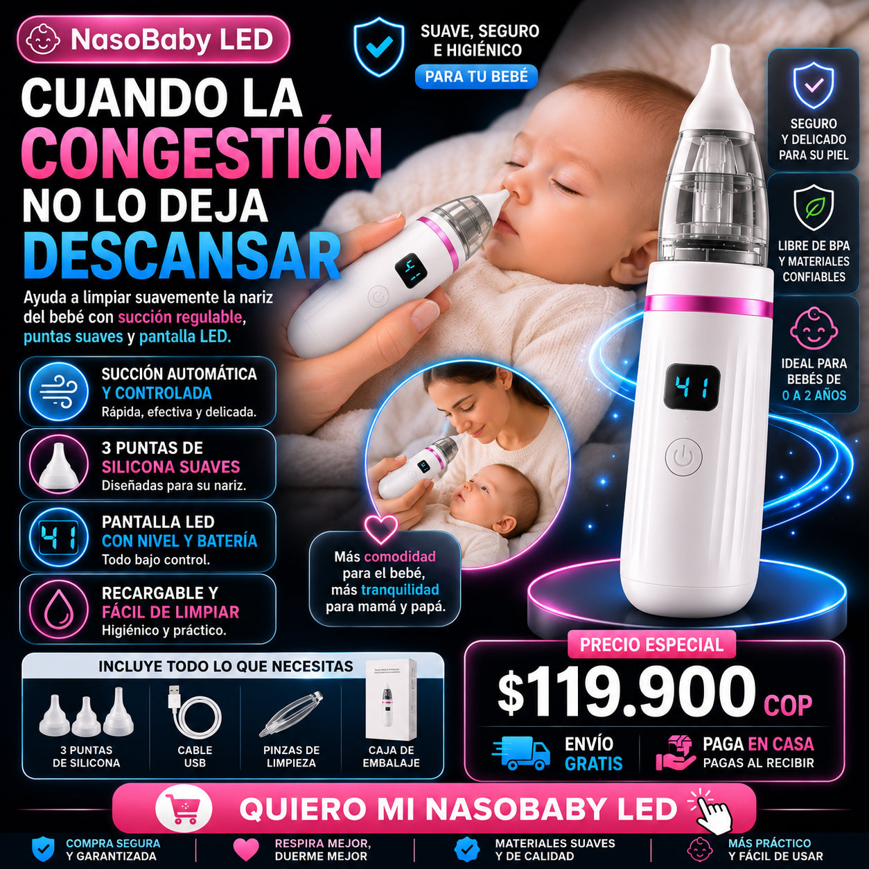 NasoBaby LED - Limpieza nasal suave y práctica.