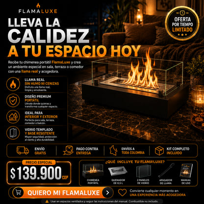FLAMA LUXE Chimenea de mesa portátil