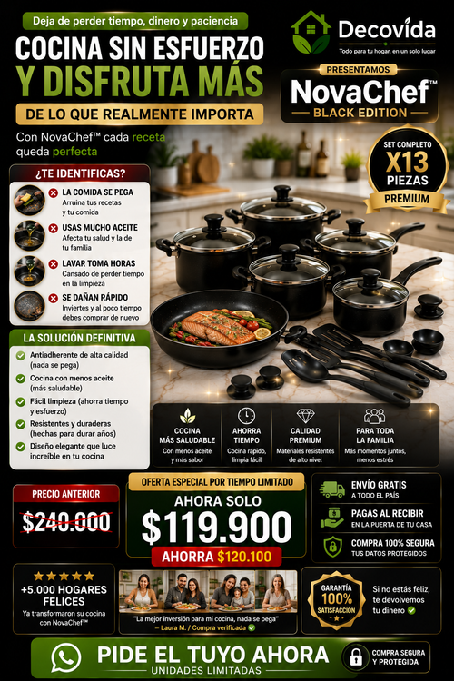 NovaChef™ Black Edition Set De Ollas Y Utensilios