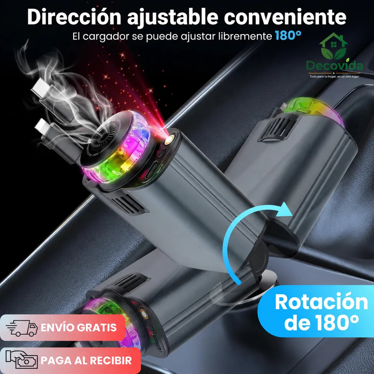 AutoAura™ Cargador Difusor De Aroma Y Luces Para Carro 5 en 1