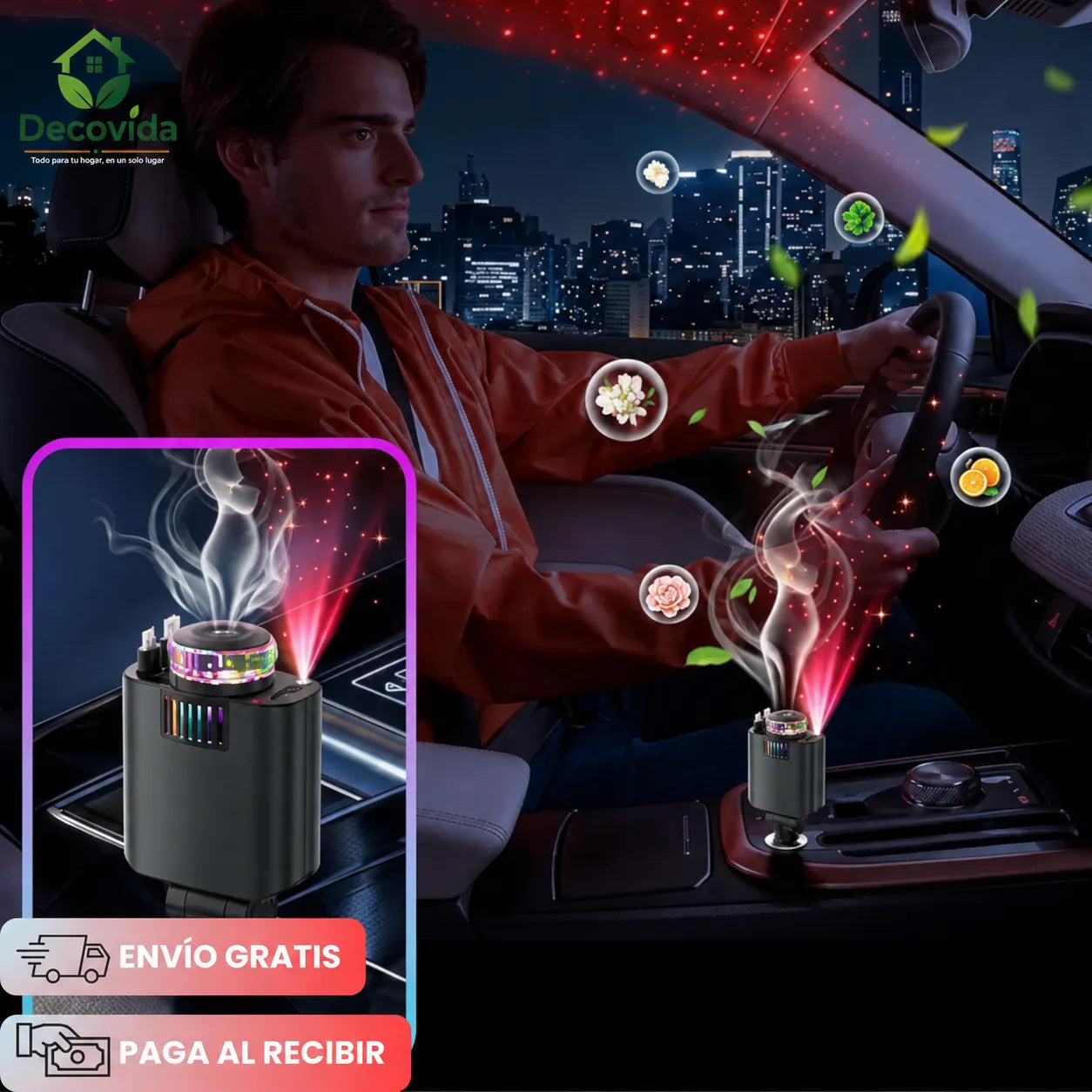 AutoAura™ Cargador Difusor De Aroma Y Luces Para Carro 5 en 1