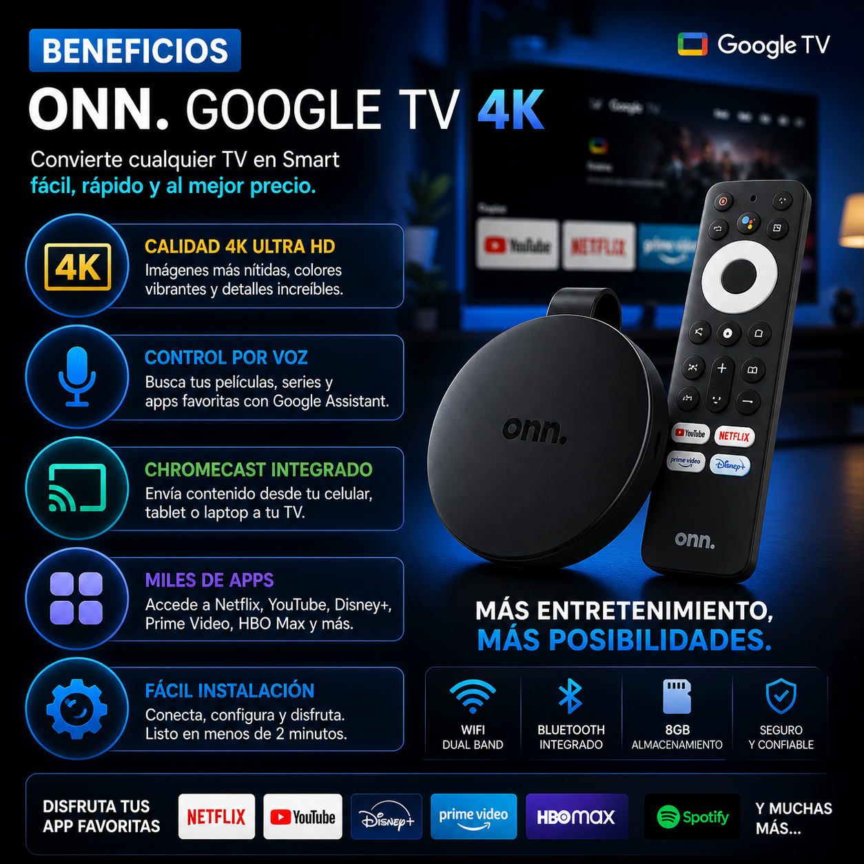 SmartTV Pro 4K Stick ONN
